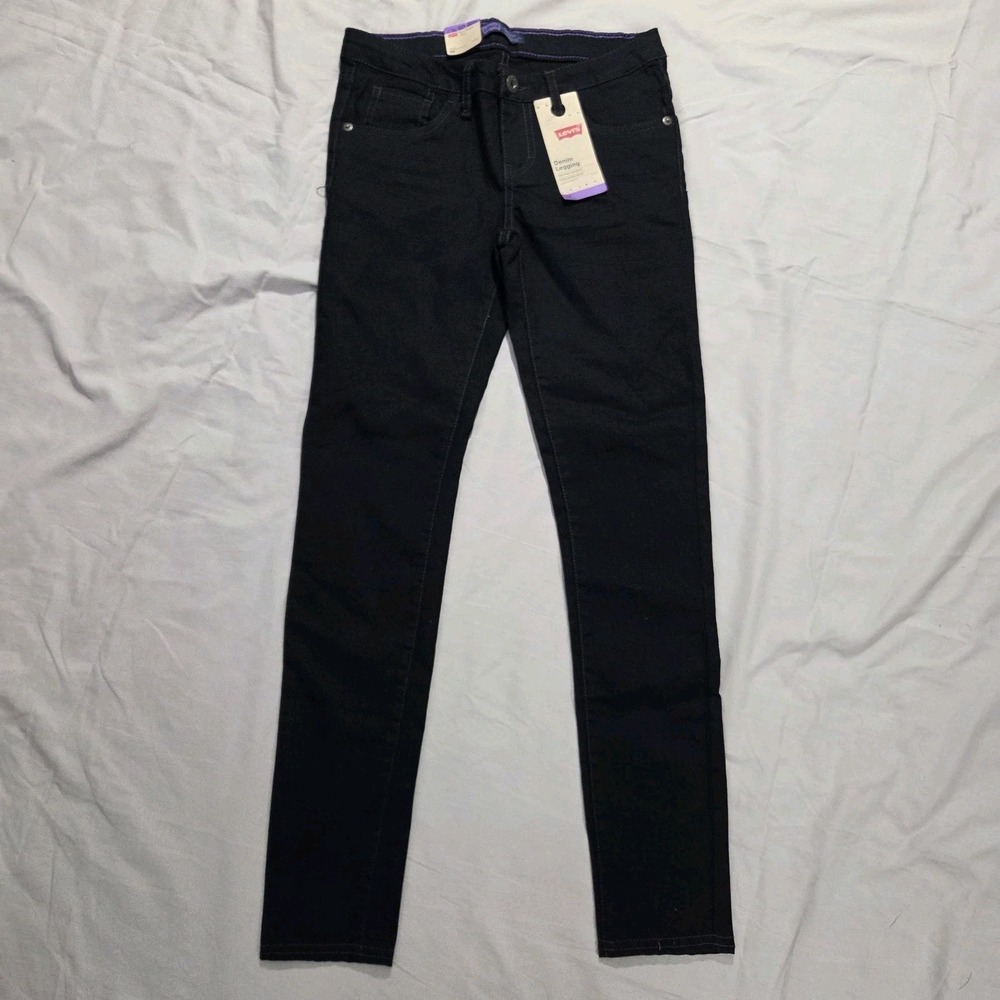 Levis Womens 14 Reg Denim Leggings Black Mid-Rise Skinny Jeans Pants 26x26 NWT